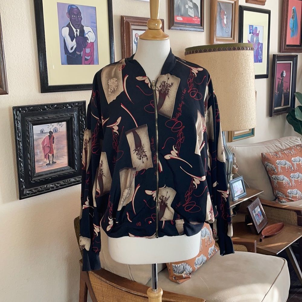 90s Baseball Style Print Jacket